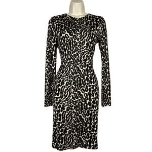 Tory Burch Cheetah Print Bodycon Dress Animal Party Date Event Black Tan - XS